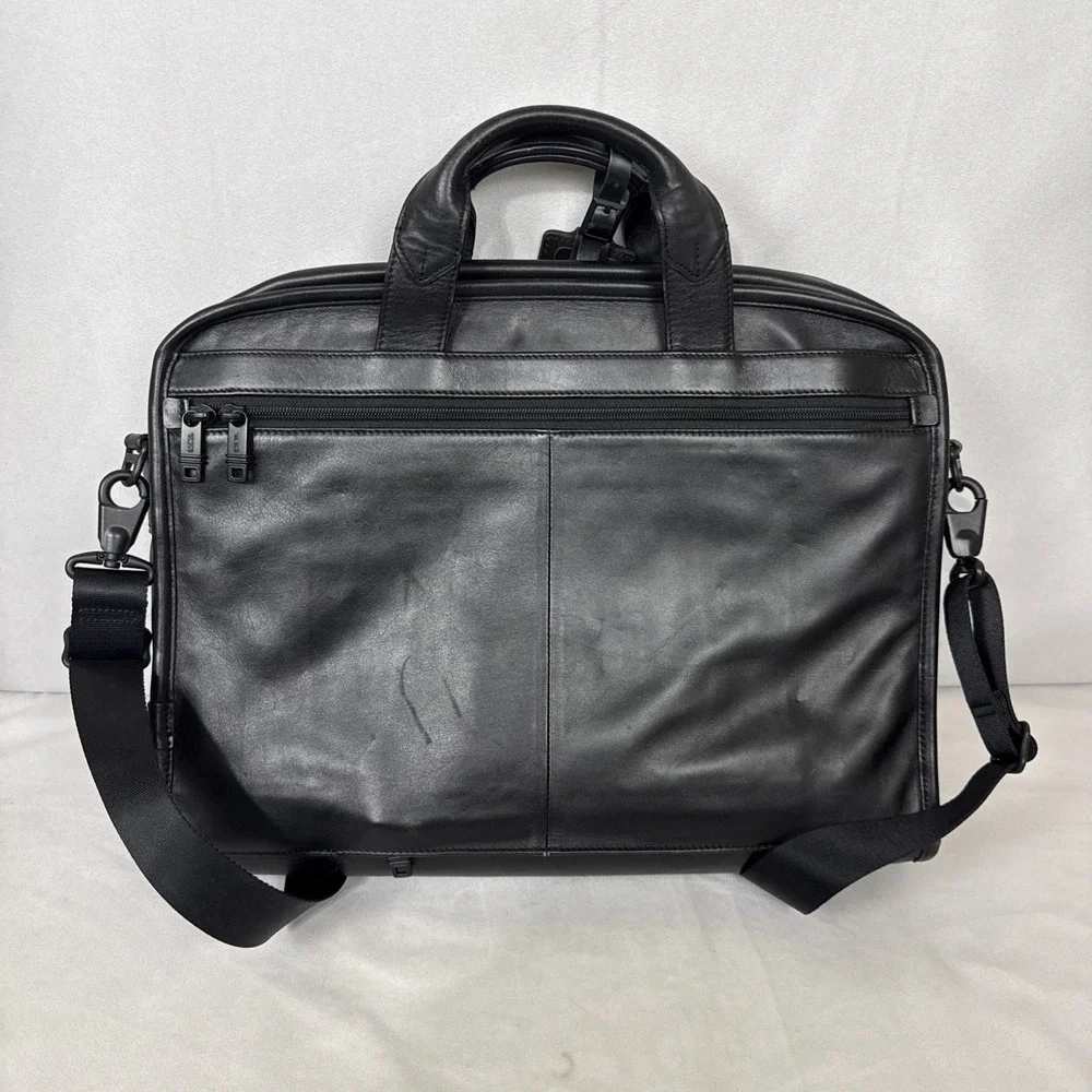 TUMI‎ Briefcase Leather Black Laptop Bag Business Travel Computer 96111DH